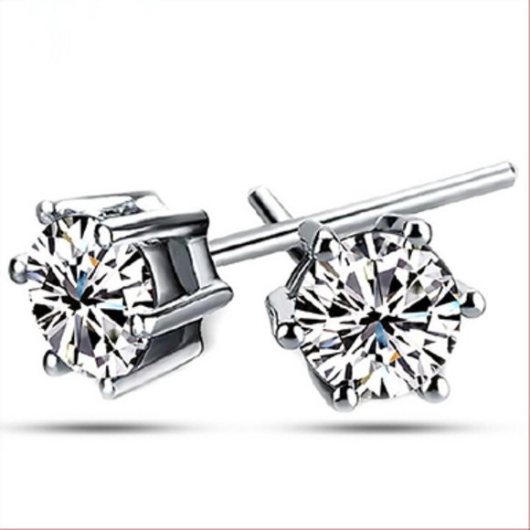 925 Sterling Silver Crystal Stud Earrings - Picture 1 of 1